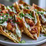 Crispy Chicken Wonton Tacos arranged on a platter with lime wedges and fresh cilantro garnish for a zesty finish.