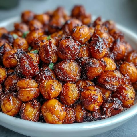 Golden brown Crispy chickpea snack cooling on a plate, ready for healthy snacking or salad topping.