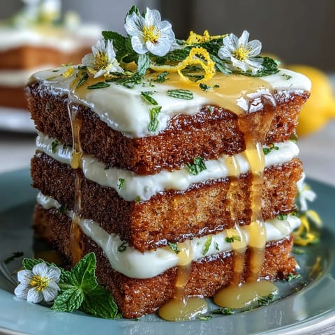 Spring naked cake with edible flowers and lemon curd, featuring delicate lemon layers and fresh floral garnish, perfect for spring celebrations.