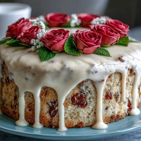 A moist vanilla sheet cake topped with smooth buttercream and colorful piped roses for a celebratory dessert centerpiece.