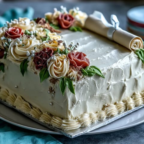 Graduation Sheet Cake Buttercream Roses