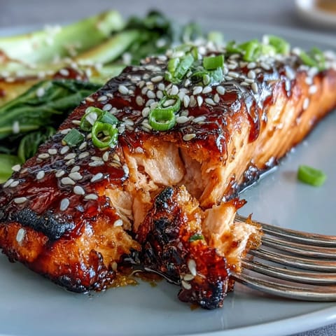 Succulent miso glazed salmon served with tender, garlicky sesame bok choy.
