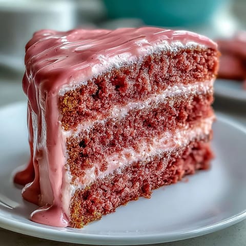 A beautiful Bridal Shower Rosé Velvet Cake with a shimmering gold drip.