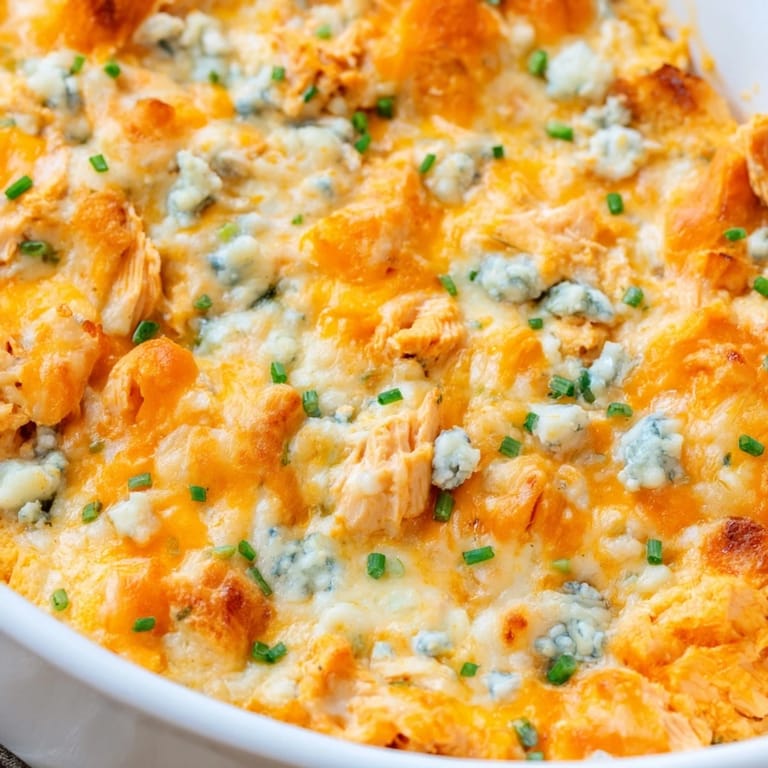 Hot and creamy Buffalo Chicken Dip served with crisp celery sticks and tortilla chips for dipping.