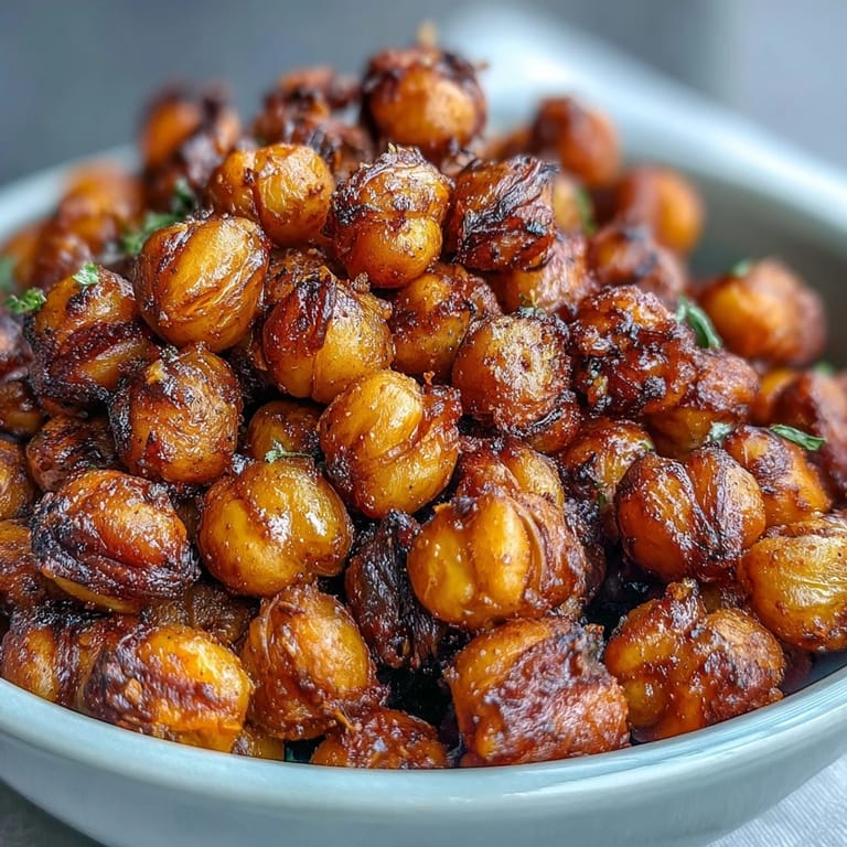 Savory, protein-rich Crispy chickpea snack tossed in warming spices, perfect for a crunchy afternoon treat.