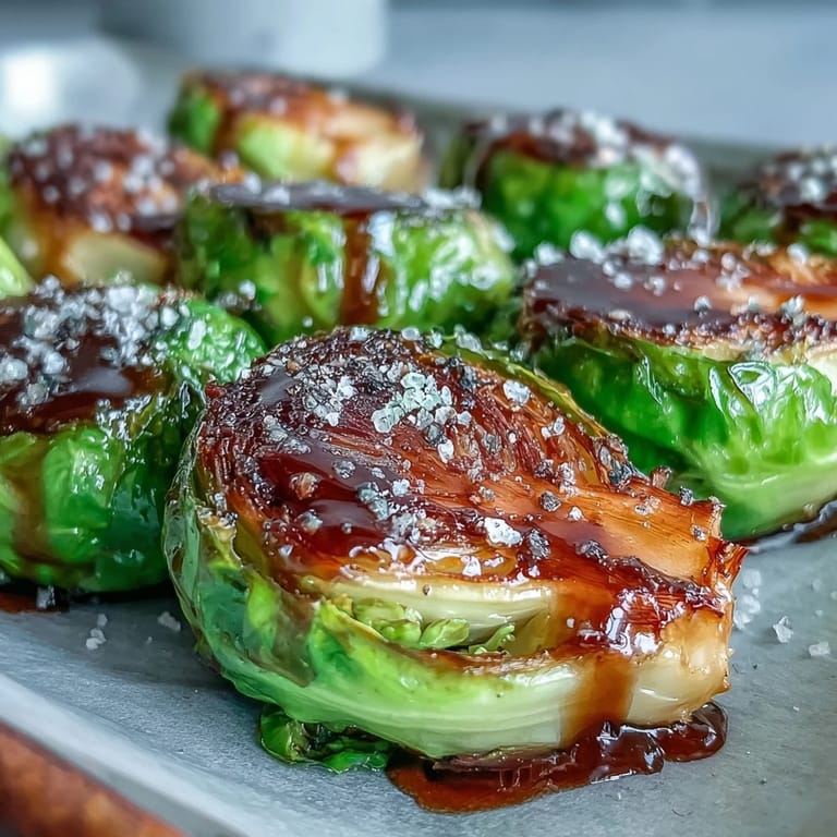 Freshly roasted Brussels sprouts glistening with tangy balsamic glaze, paired with sliced turkey for a complete holiday meal.