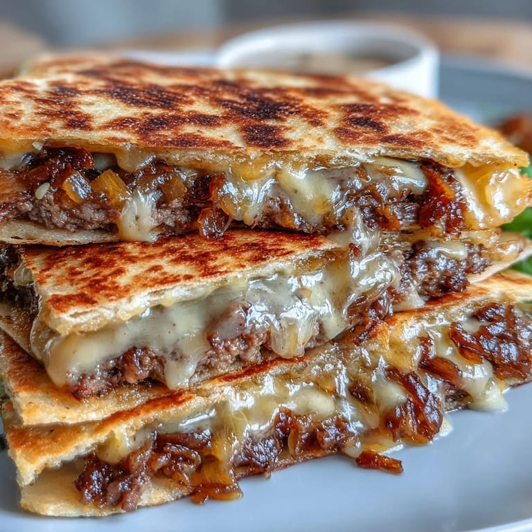 Golden, crispy flour tortillas stuffed with two thin smashburger patties, draped in a punchy mayo-mustard sauce for a savory bite.