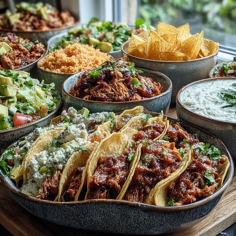 Celebrate with a festive Cinco de Mayo taco bar featuring sizzling proteins, colorful toppings, and warm tortillas for customizable tacos.
