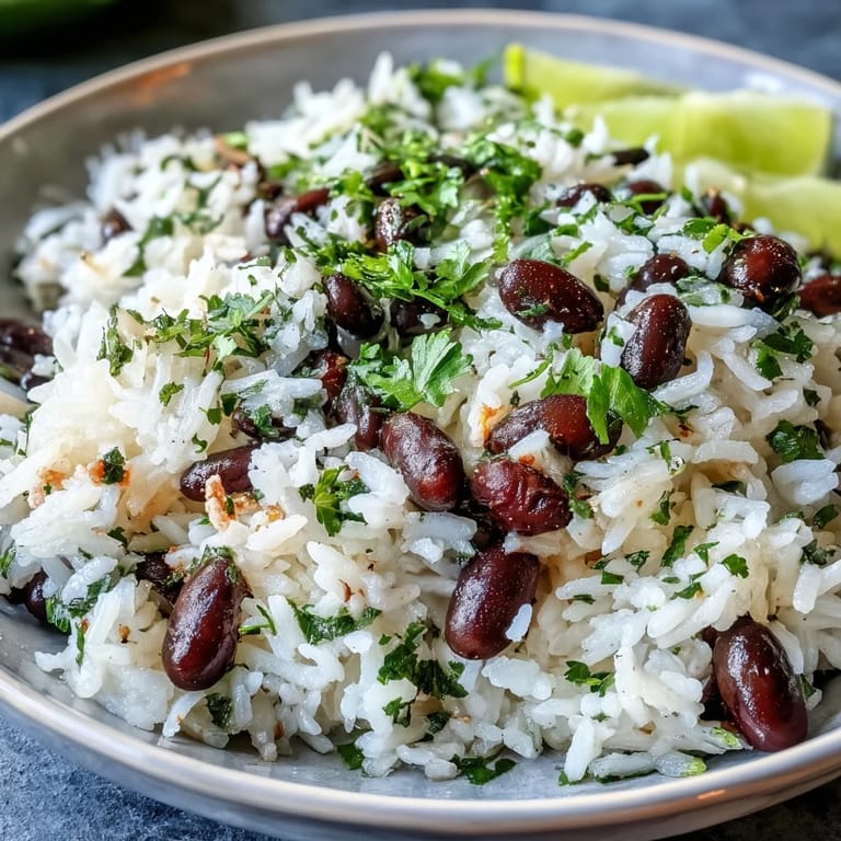 A delicious side of coconut lime rice with fresh cilantro, perfect for dinner.