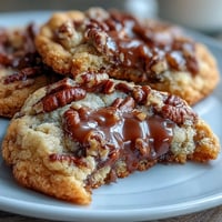 Golden Butter Pecan Cookies with Caramel Swirl, delightfully toasty and sweet.